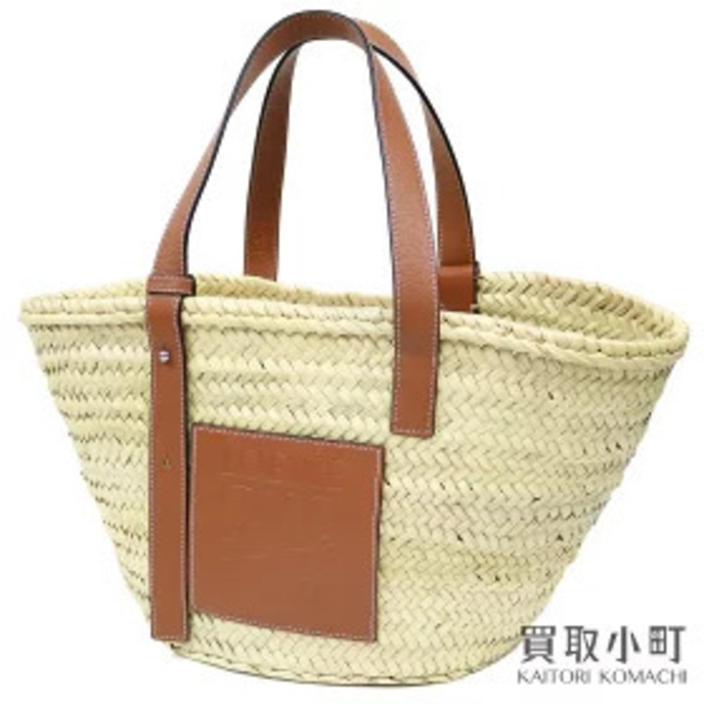 LOEWE Basket Bag Tan Anagram Embossed Brown Leather Orange